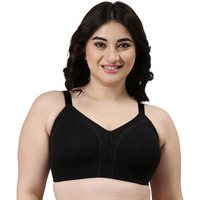 Enamor Women's Nylon Blend Non Padded Wire Free Full Coverage Smooth Contour Lift Bra With 3-Section Cups Support- F097(F097-Black-36Z)