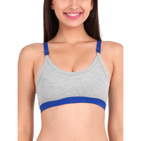 Clovia Women's Cotton Non-Padded Wire Free Full-Coverage, Sports Bra (Br1304P08_Blue_S)