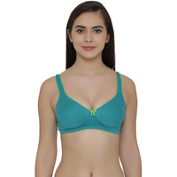 Clovia Women's Cotton Non-Wired Non-Padded Everyday Bra In Green With Demi Cups (Br0584P11_Green_34C)