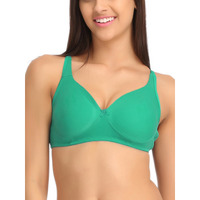Clovia Women's Cotton Rich Solid Non-Padded Full Cup Wire Free T-Shirt Bra (Br0636P17_Turquoise_40B)