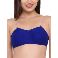 Clovia Cotton Rich Non-Padded Non-Wired T-Shirt Strapless Tube Bra (Br0685P08_Blue_32C)