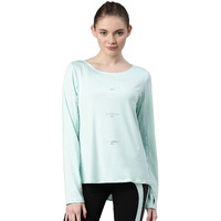 Enamor Womens Athleisure A304-Dry Fit Long Sleeve With Antimicrobial & Sweat Wicking, Anti Chill Activewear T-Shirt (A304_Soft Aqua/Relax Graphic_Xl)