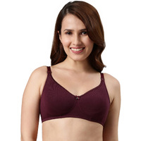 Enamor Comfort Shaper Cotton T-Shirt Bra For Women- High Coverage, Non Padded And Wirefree(A055_Grape Wine_36B)