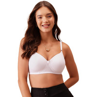 Clovia Women's Cotton Rich Solid Padded Full Cup Wire Free T-Shirt Bra (Br1279P18_White_34D)