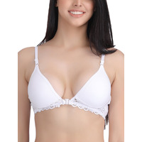 Clovia Women's Cotton Non Padded Wire Free Demi, Plunge Bra (Br0766P18_White_36C)
