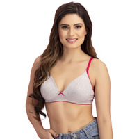Clovia Women's Cotton Non Padded Wire Free T-Shirt, Demi Bra With Detachable Straps (Br0916P14_Pink_34B)