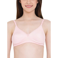 Clovia Women's Cotton Rich Solid Lightly Padded Full Cup Wire Free T-Shirt Bra (Br1662P22_Light Pink_32B)