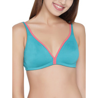 Clovia Women's Non-Wired Non-Padded Demi Cup Plunge Bra (Br0887P03_Blue_38B)