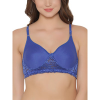 Clovia Women's Cotton Rich Solid Non-Padded Full Cup Wire Free Spacer Bra (Br1280P08_Dark Blue_34D)