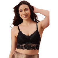 Clovia Womens Lace Padded Non-Wired Long Line Bra (Br1414P13_Black_36D)