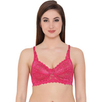 Clovia Women's Lace Solid Non-Padded Full Cup Wire Free Bra (Br0224P14_Dark Pink_34C)