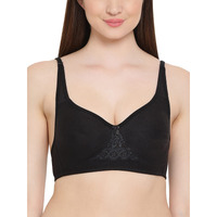 Clovia Women's Cotton Rich Double Layered Non-Wired T-Shirt Bra (Br1214P13_Black_40C)