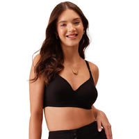Clovia Women's Cotton Rich Solid Non-Padded Full Cup Wire Free T-Shirt Bra (Br1924P13_Black_34C)