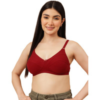 Clovia Women's Cotton Spandex Solid Non-Padded Full Cup Wire Free Bridal Bra (Br0227X09_Maroon_34C)