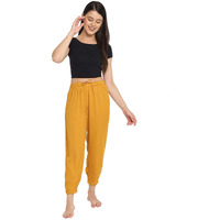 Clovia Women's Crepe Chic Basic Pyjama (Lb0187P07_Yellow_S)