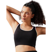 Clovia Women's Medium Impact Padded Non-Wired Sports Bra With Removable Cups (Brs019P13_Black_Xl)