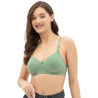 Clovia Women's Cotton Padded Non-Wired Demi Cup T-Shirt Bra (Br1581P11_Green_34C)