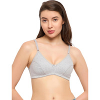 Clovia Women's Cotton Rich Solid Non-Padded Demi Cup Wire Free Everyday Bra (Br1150P01_Light Grey_42C)