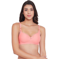 Clovia Women's Cotton Rich Solid Non-Padded Full Cup Wire Free T-Shirt Bra (Br1924A22_Light Pink_34D)