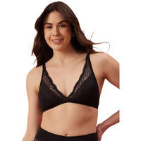 Clovia Women's Lace Solid Non-Padded Demi Cup Wire Free Plunge Bra (Br2154P13_Black_30C)