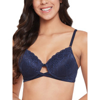 Clovia Women's Lace Padded Underwired Full Coverage Bra (Br2162P08_Blue_32C)