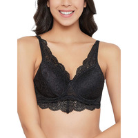 Clovia Women's Lace Solid Padded Full Cup Underwired Bralette Bra (Br2166P13_Black_32B)