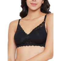 Clovia Women's Polyamide Solid Padded Full Cup Wire Free T-Shirt Bra (Br2093P13_Black_36B)