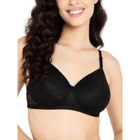 Clovia Lace Solid Padded Full Cup Wire Free Everyday Bra (Br1000W13_Black_38C)