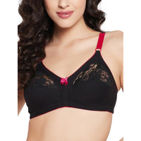 Clovia Women's Cotton Solid Non-Padded Full Cup Wire Free T-Shirt Bra (Br5003R13_Black_38B)
