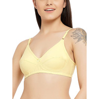 Clovia Women's Cotton Non-Padded Non-Wired Full Cup Bra (Br0227X02_Yellow_32C)