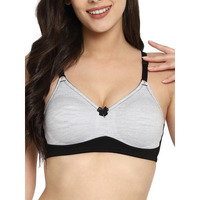 Clovia Women's Cotton Solid Non-Padded Full Cup Wire Free T-Shirt Bra (Br0838R01_Grey_42C)
