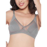 Clovia Women's Cotton Spandex Solid Non-Padded Full Cup Wire Free Everyday Bra (Br0384Q05_Light Grey_32C)