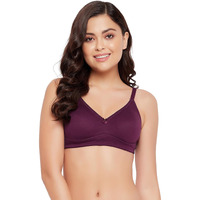 Clovia Cotton Spandex Solid Non-Padded Full Cup Wire Free T-Shirt Bra(Br5001R12_Purple_36C)