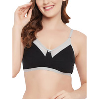 Clovia Women's Cotton Spandex Solid Non-Padded Full Cup Wire Free Everyday Bra (Br1389B13_Black_32C)