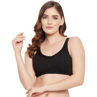 Clovia Cotton Spandex Solid Non-Padded Full Cup Wire Free Everyday Bra (Br5006R13_Black_34F)