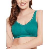 Clovia Cotton Spandex Solid Non-Padded Full Cup Wire Free Everyday Bra (Br5005R17_Green_32B)