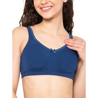 Clovia Cotton Spandex Solid Non-Padded Full Cup Wire Free Everyday Bra (Br5005R08_Blue_36F)