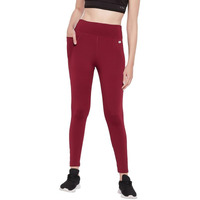 Clovia Women's High-Rise Active Tights With Side Pocket (Ab5200P09_Maroon_S)