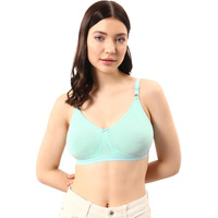 Clovia Cotton Spandex Solid Non-Padded Full Cup Wire Free T-Shirt Bra(Br5002R03_Blue_32E)