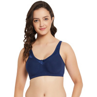 Clovia Cotton Spandex Solid Non-Padded Full Cup Wire Free Everyday Bra (Br5006R08_Blue_36D)
