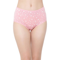 Clovia Women's Cotton High Waist Printed Hipster Panty (Pn2761F22_Pink_L)