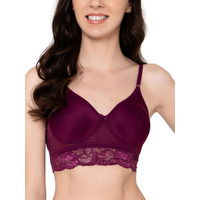 Clovia Women's Cotton Solid Non-Padded Full Cup Wire Free Bralette Bra (Br2406A15_38B_Purple)