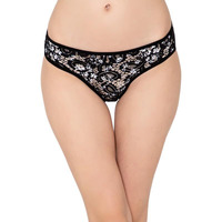 Clovia Women's Polyamide Medium Waist Outer Elastic Bikini Panty (Pn5102K13_Black_Xl)
