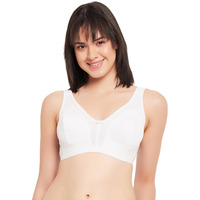 Clovia Women's Cotton Spandex Solid Non-Padded Full Cup Wire Free Full Figure Bra (Br2438A18_White_34F)