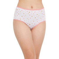 Clovia Women's Cotton High Waist Outer Elastic Hipster Panty (Pn2761C18_White_M)