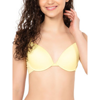 Clovia Women's Polyamide Solid Padded Demi Cup Underwired Everyday Bra (Br2377P02_Light Yellow_38B)
