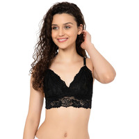 Clovia Women's Lace Non-Padded Non-Wired Full Cup Longline Bralette (Br2403A13_Black_34C)