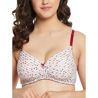 Clovia Cotton Spandex Graphic Padded Full Cup Wire Free T-Shirt Bra (Br2361A18_White_40B)
