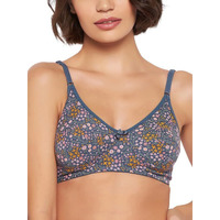Clovia Women's Cotton Printed Non-Padded Full Cup Wire Free Everyday Bra (Br5227R08_Blue_32C)