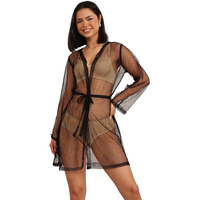 Clovia Women's Lace Solid Robe (Ns1510P13_Black_Xl)